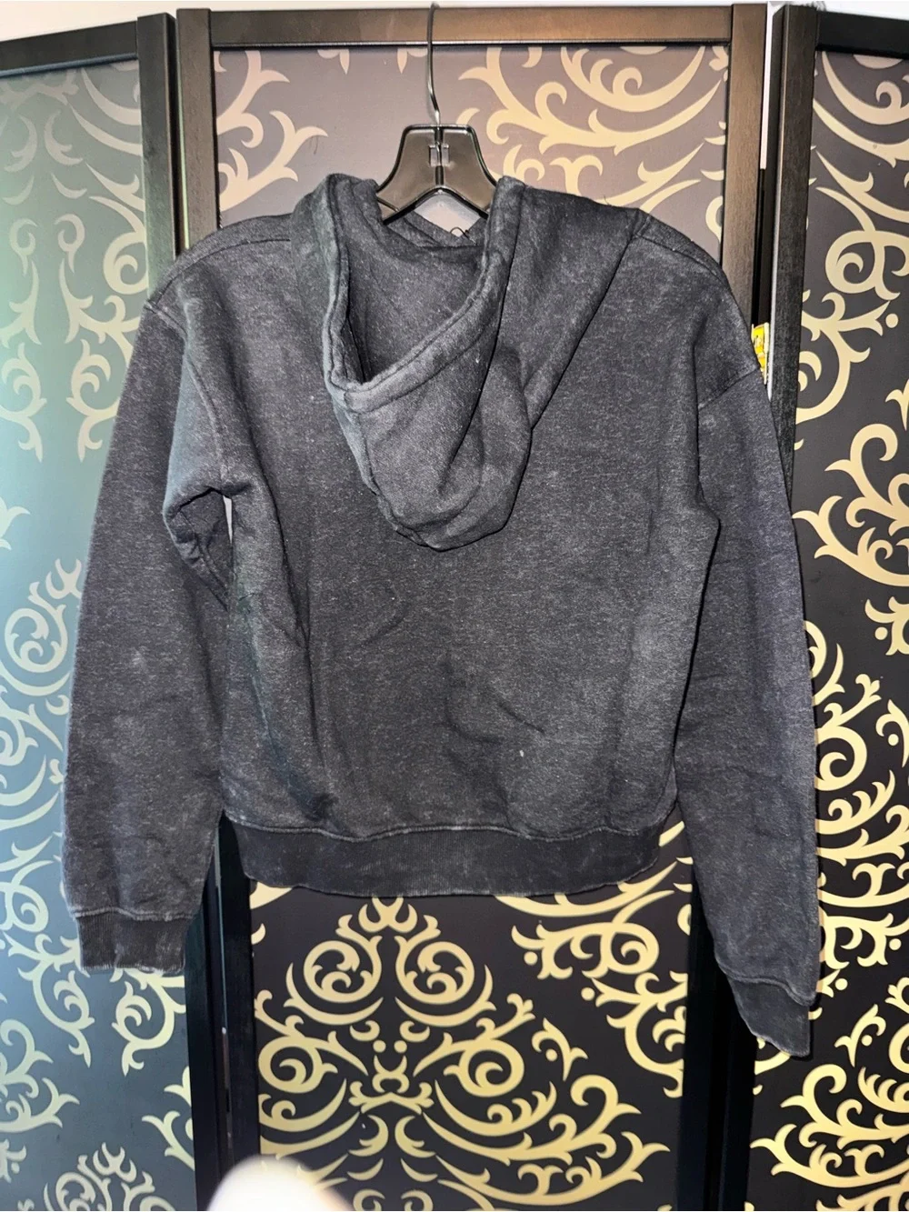 Fashion Nova Black Crewneck Hoodie with White Cross Graphic
